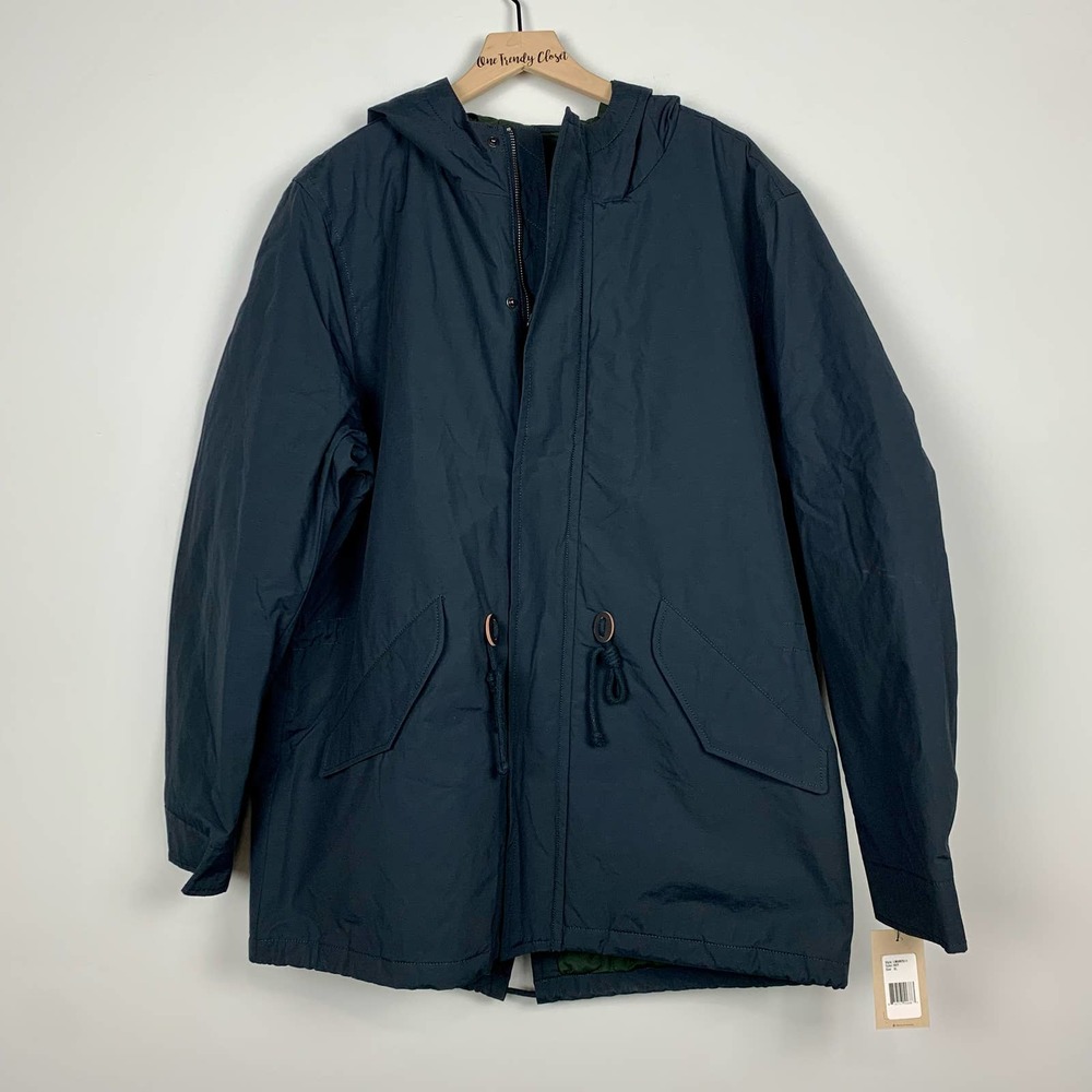 Levi's | NWT Blue Full-Zip Snap-Front Hooded Cotton Parka Coat Jacket